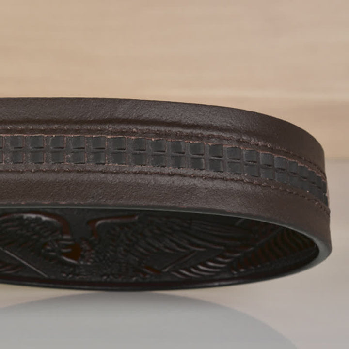 Cintura in pelle goffrata con fibbia Hollow Eagle da uomo - image 9