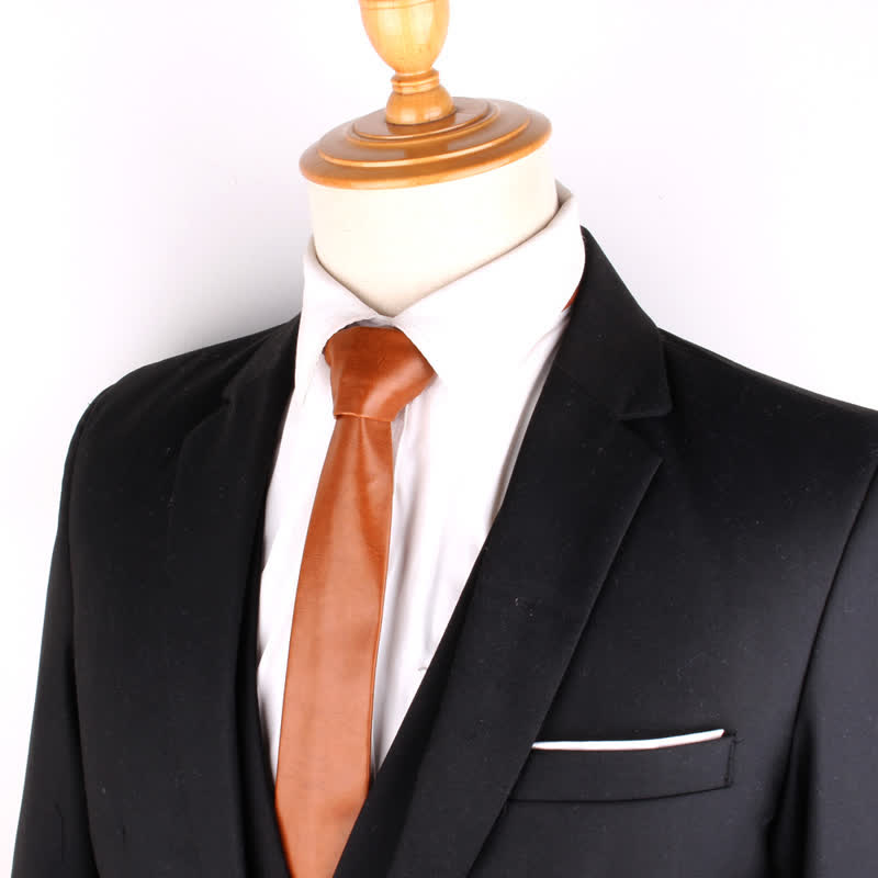 Cravatta stretta casual in pelle PU da uomo - image 3