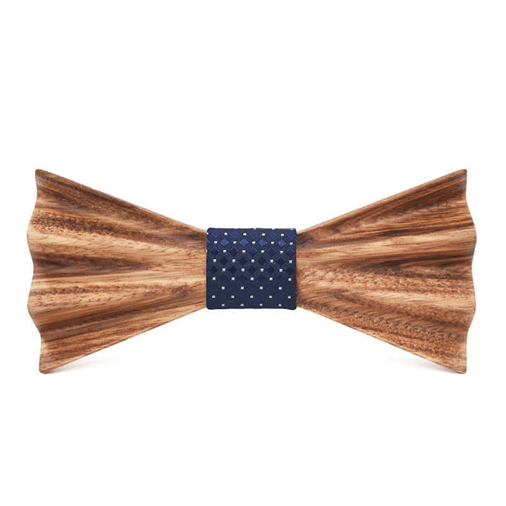 Papillon in legno piegato 3D stereo marrone da uomo - Scacchiera della Marina - image 0