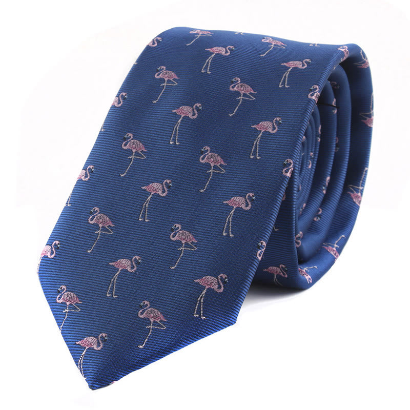 Cravatta da uomo con motivi da poker e animali - Fenicottero blu - image 1