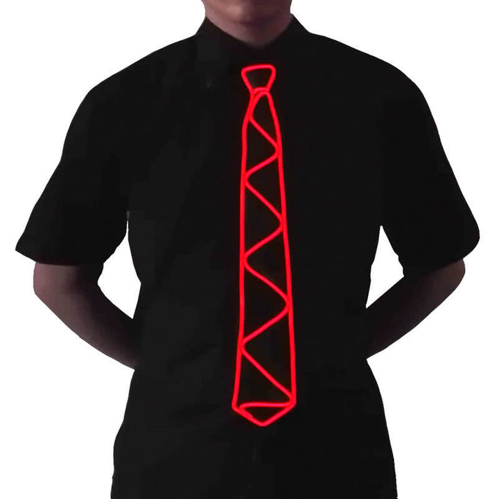 Cravatta luminosa con striscia LED al neon - Rosso - image 4