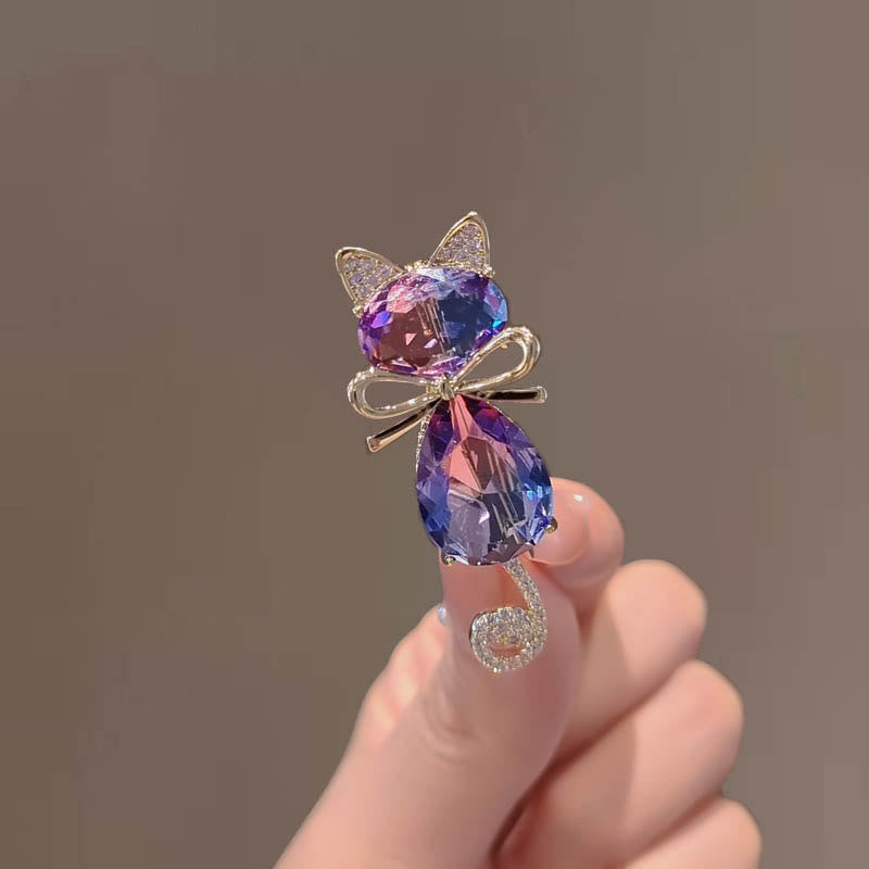 Spilla con strass a forma di gattino carino da donna - image 4