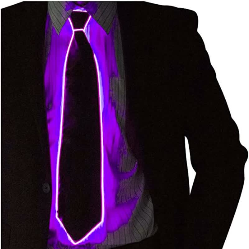 Cravatta luminosa colorata con LED al neon divertente - Viola - image 11