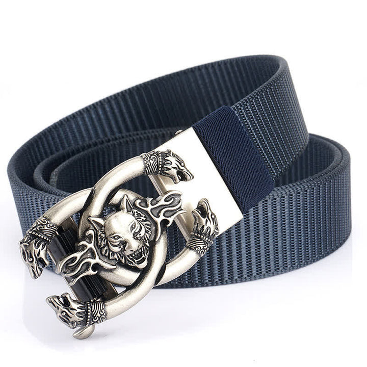 Cintura da uomo in nylon con scritta "Fierce Wolves In Flame" - Blu / Argento - 48" - image 15