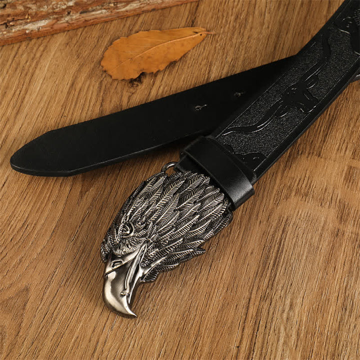 Cintura da uomo in pelle western con testa d'aquila e avvoltoio realistico - image 5