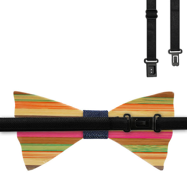 Set di 2 papillon in legno con effetto arricciato arcobaleno da uomo - image 6