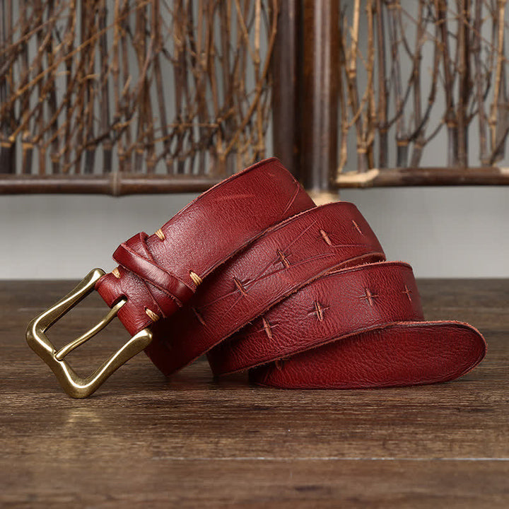 Cintura in pelle vintage da uomo con intaglio crack - image 13