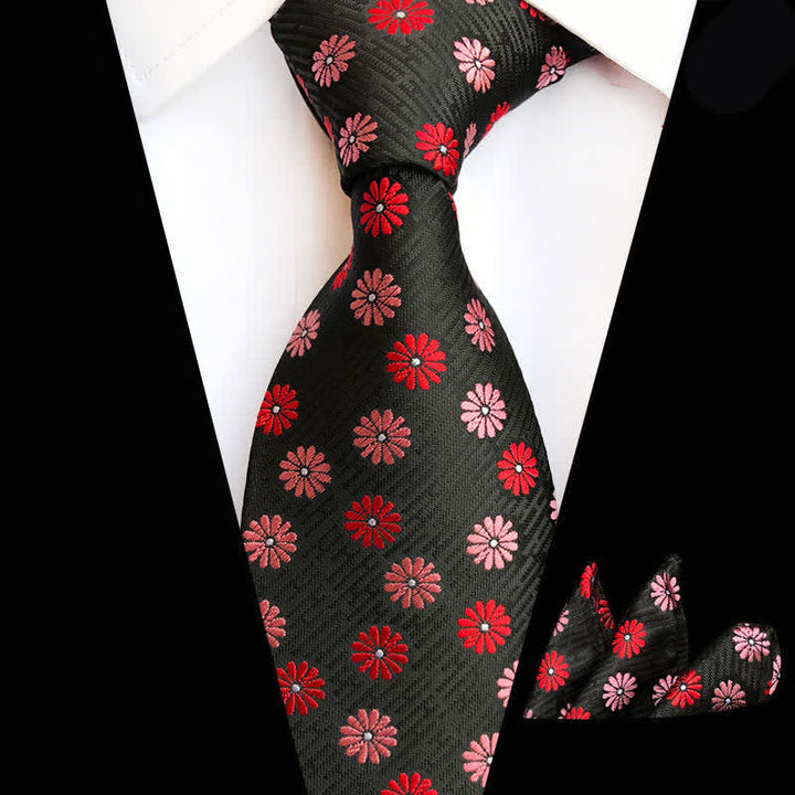 Set di 2 cravatte floreali da uomo con margherite - Rosso - image 1
