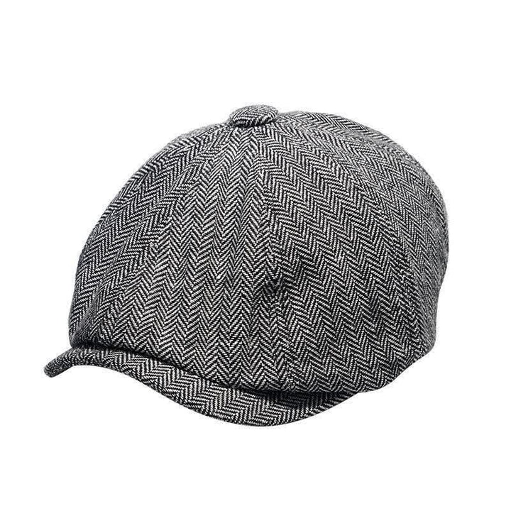 Berretto ottagonale da uomo con motivo a spina di pesce - Grigio - Regolabile (circa 21 5/8"-23 1/4") - image 5