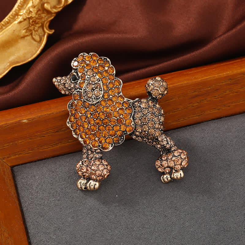 Spilla da donna a forma di barboncino con strass - Champagne - image 3