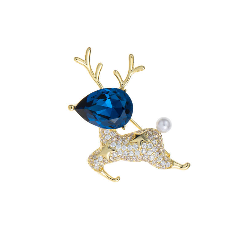 Spilla da donna con perle a forma di alce - Oro - image 0