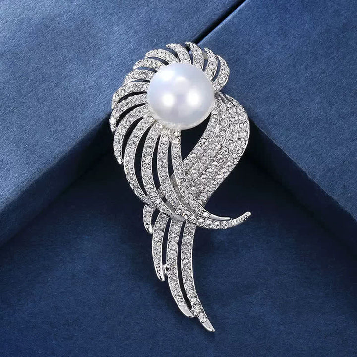 Spilla da donna con perle e piume a forma di ali d'angelo - image 2