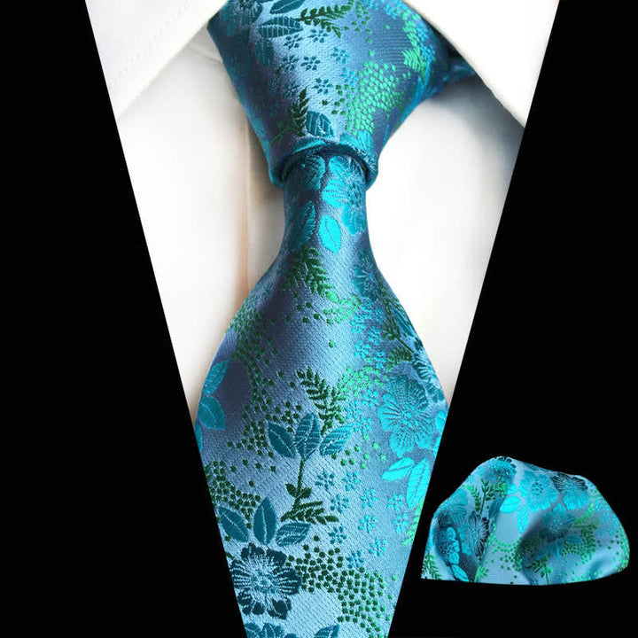 Set di 2 cravatte floreali con fiori di prugna da uomo - Turchese - image 3