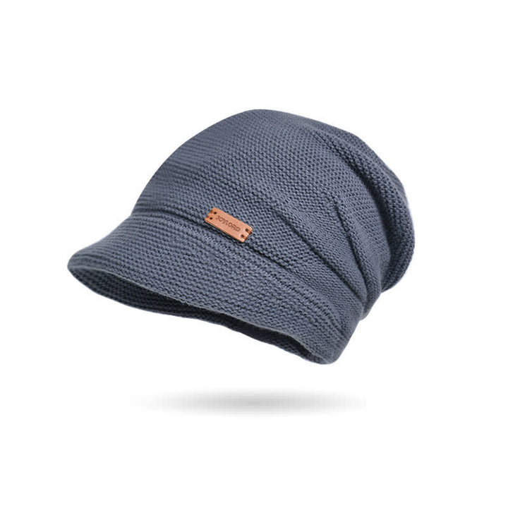 Cappello da donna lavorato a maglia con tesa larga e toppa a forma di lettera - Grigio scuro - Regolabile (circa 21 5/8"-23 5/8") - image 11