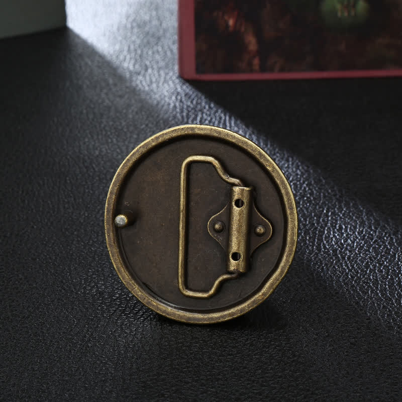 Cintura in pelle con fibbia in bronzo antico con unicorno mistico fai da te da uomo - image 1