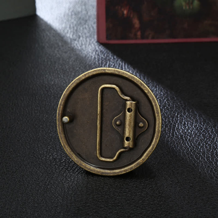 Cintura in pelle con fibbia in bronzo antico con unicorno mistico fai da te da uomo - image 1