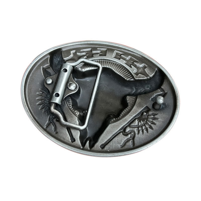 Cintura in pelle con fibbia a forma di teschio di toro a tema indiano fai da te da uomo - image 1