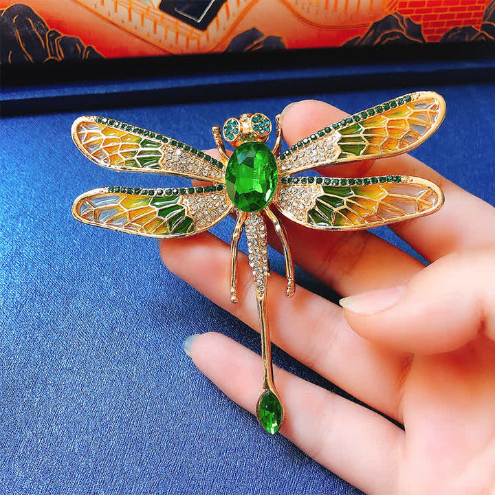 Spilla da donna lussuosa con libellula in strass da palazzo - Verde - image 8