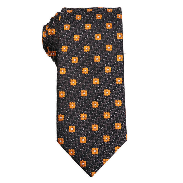 Cravatta da uomo con motivo floreale Paisley della serie Gold Orange - Microfiore - image 7
