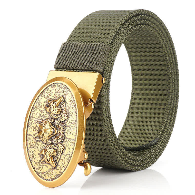 Cintura semplice in nylon Hungry Wolves da uomo - Verde militare / Oro - 48" - image 16
