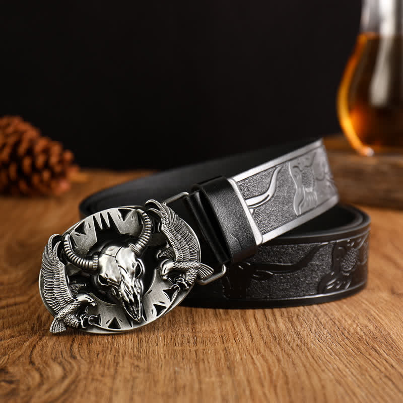 Cintura in pelle vintage Bull & Dual Eagles da uomo - Stile n. 3 - 42 - image 8