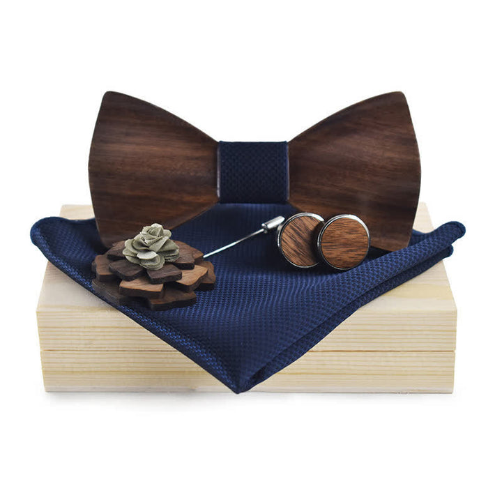 Set di 4 papillon in legno nero vintage da uomo - Marina #3 - image 8