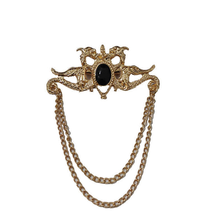 Spilla con nappa di cristallo drago vintage da uomo - Nero e oro - image 7