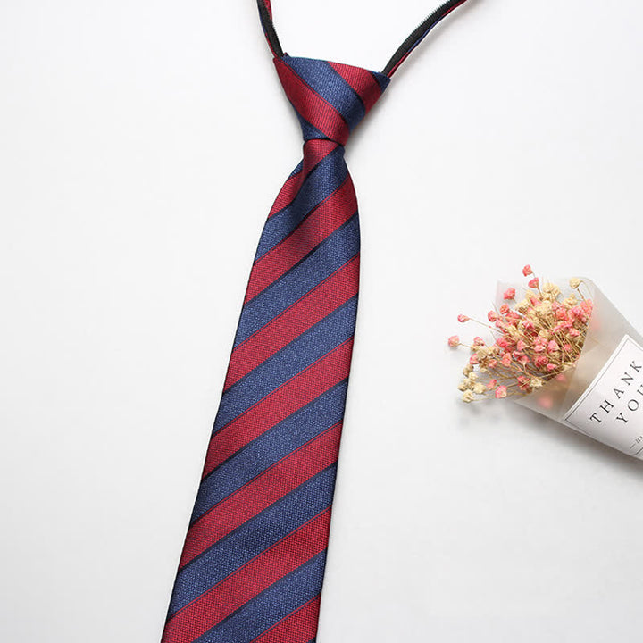 Cravatta a righe con cerniera britannica da uomo - Rosso e blu navy - image 1