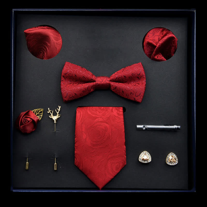 8 pezzi papillon classici da uomo rossi in scatola regalo - Rosso - image 0