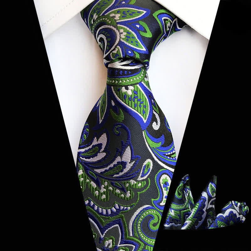 Set di 2 cravatte da uomo con motivo Paisley, colore verde lime - Verde lime - image 0