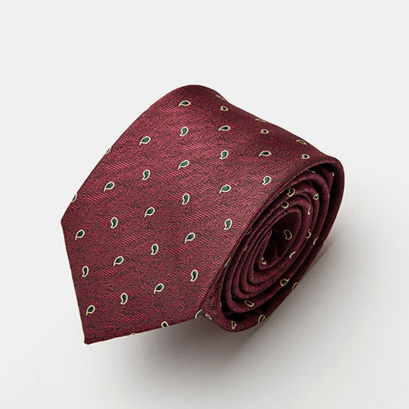 Cravatta da uomo di lusso con motivo micro paisley - Rosso - image 1