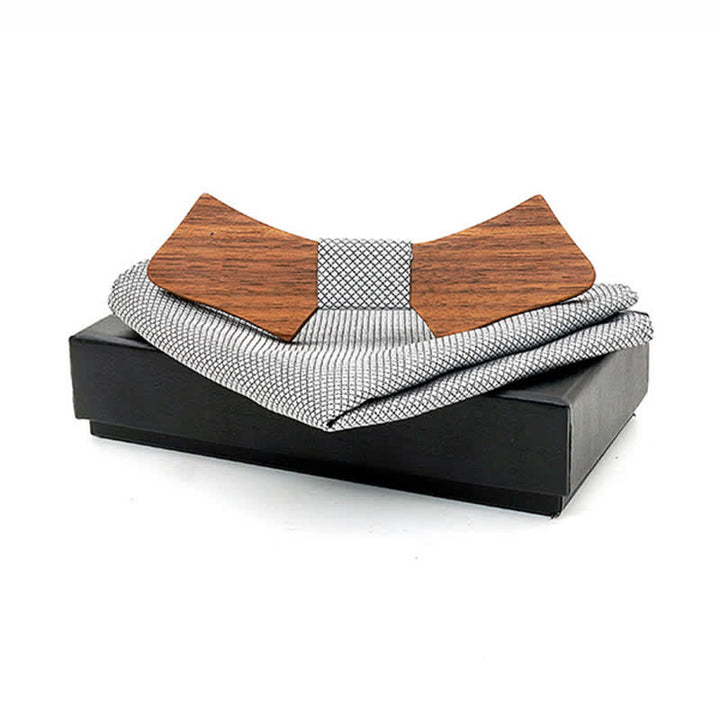 Set di 2 papillon in legno a forma di colletto da uomo - Griglia grigia - image 8