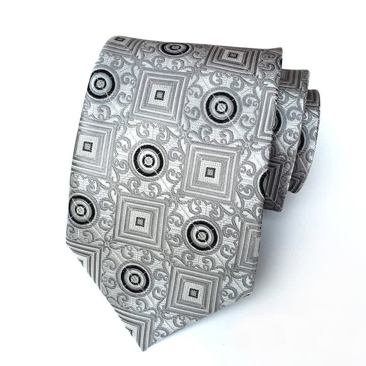 Cravatta da uomo con medaglione geometrico reale e fiore - Gainsboro - image 3