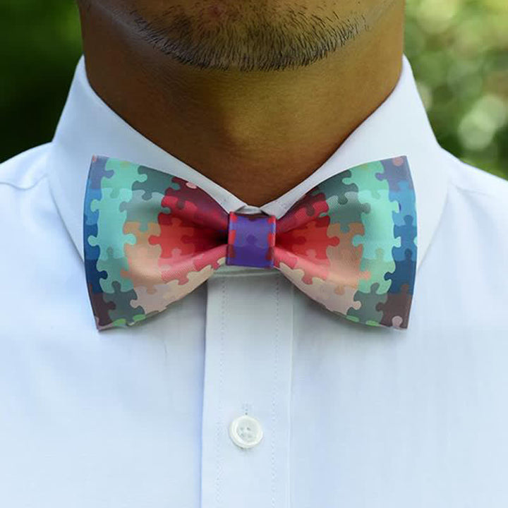 Papillon multicolore da uomo con motivo a puzzle - image 1