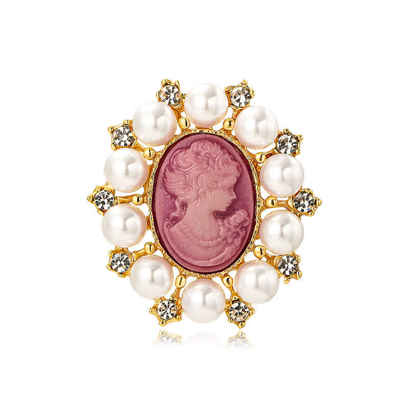 Spilla di perle di bellezza in rilievo del palazzo femminile - Rosa e bianco - image 0
