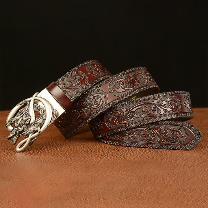 Cintura in pelle con fibbia in coccodrillo da uomo - image 15