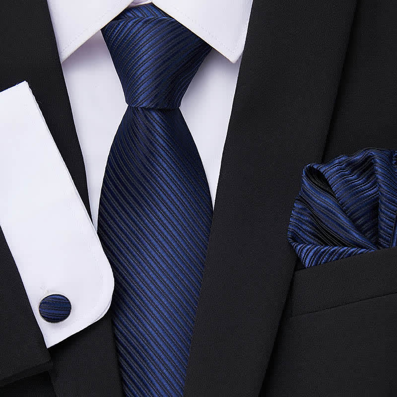 Set di 3 cravatte da uomo in twill blu navy tinta unita - Marina Militare - image 0