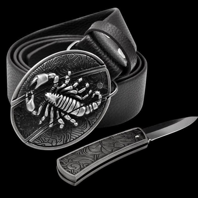 Cintura in pelle Scorpion da uomo con coltello pieghevole - Scorpion - 46 - image 1