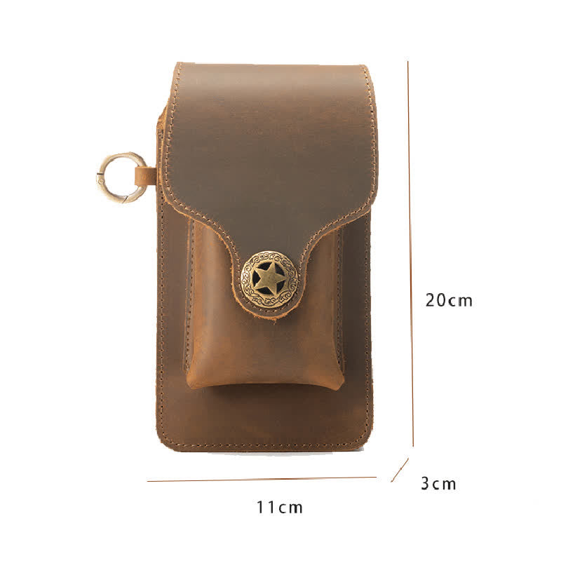 Borsa da cintura per telefono con fibbia magnetica a stella in pelle per esterni - image 6