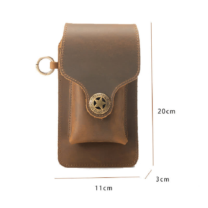 Borsa da cintura per telefono con fibbia magnetica a stella in pelle per esterni - image 6
