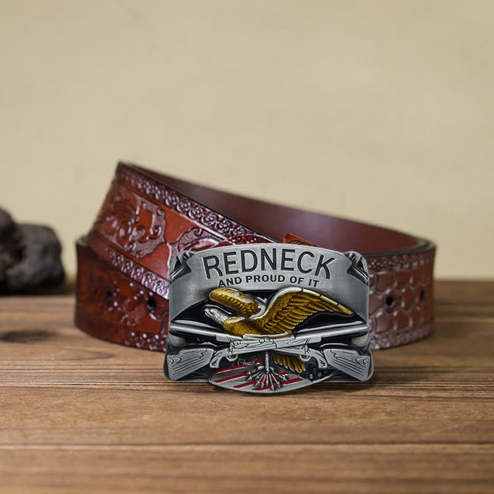 Cintura in pelle con fibbia aquila smaltata Redneck fai da te da uomo - Aquila - Cintura marrone intagliata (40) - image 11