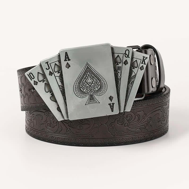 Cintura in pelle da gioco per uomo con carte da gioco e poker - Poker - 46 - image 0
