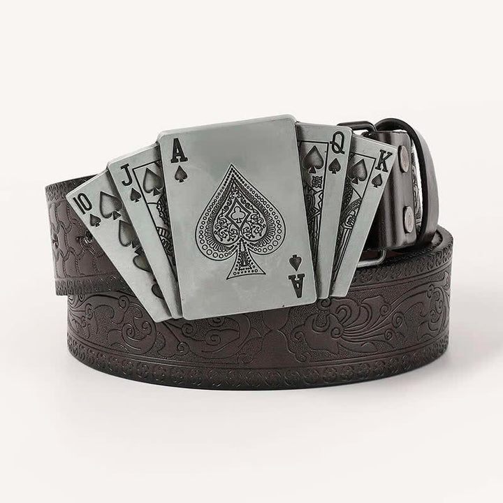 Cintura in pelle da gioco per uomo con carte da gioco e poker - Poker - 46 - image 0