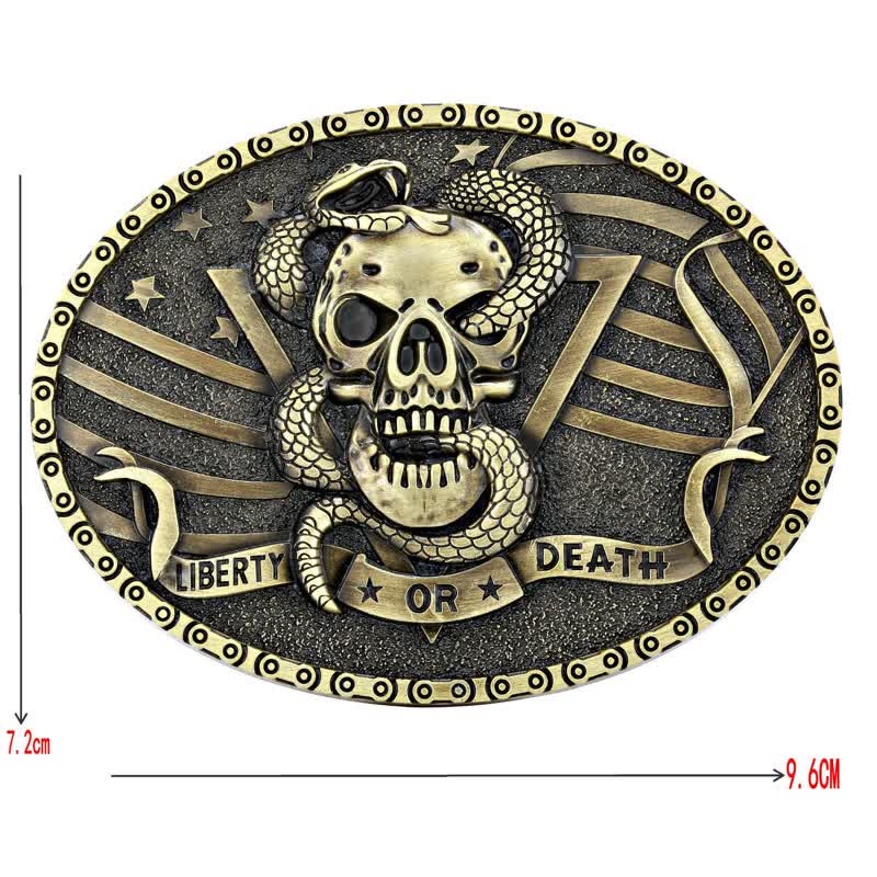 Cintura in pelle fai da te da uomo con fibbia a forma di teschio di serpente "Liberty or Death" - image 5