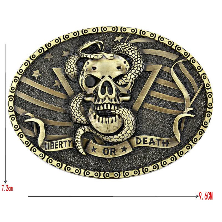Cintura in pelle fai da te da uomo con fibbia a forma di teschio di serpente "Liberty or Death" - image 5