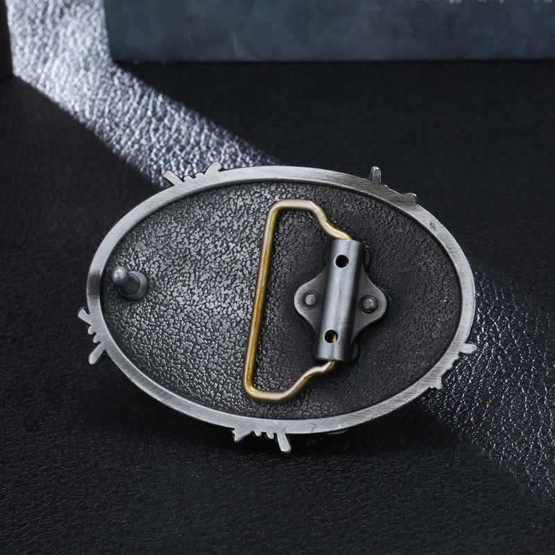 Cintura in pelle con fibbia martellata a forma di testa di toro da cowboy fai da te da uomo - image 1