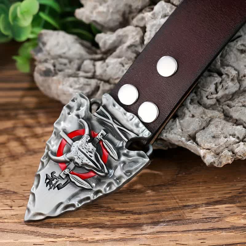 Cintura in pelle con fibbia a forma di toro a forma di punta di freccia fai da te da uomo - image 2