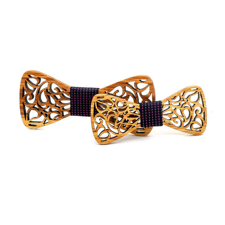 2 pezzi papillon in legno cavo genitore-figlio da uomo - Linea Burlywood e Navy - image 10