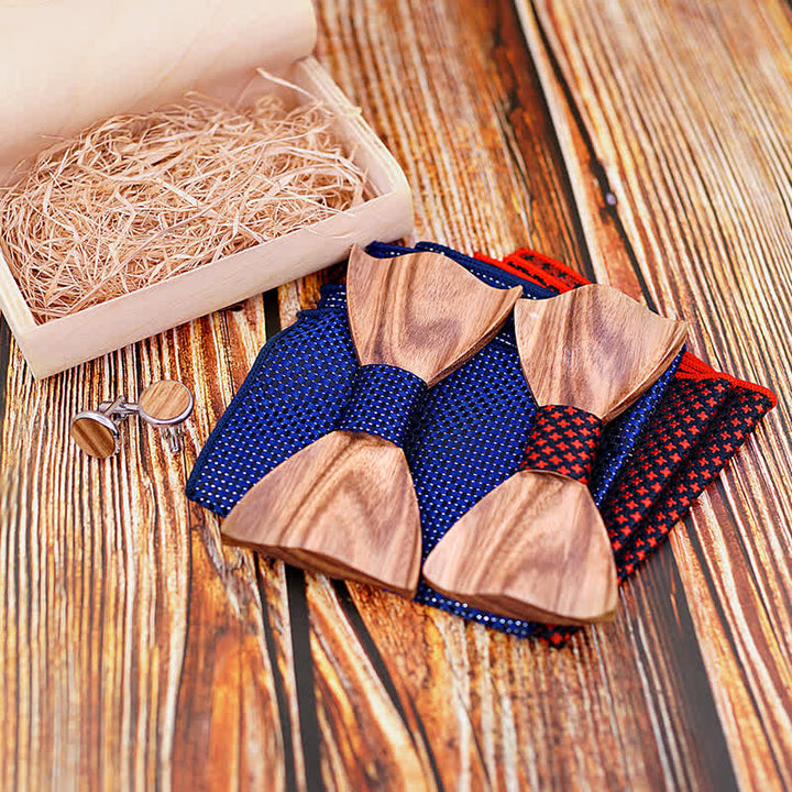 Set di 3 cravatte a farfalla in legno semplici e classiche da uomo - image 3