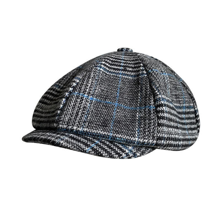 Berretto basco ottagonale scozzese grigio e blu Newsboy - Grigio - Taglia XL (24"-24 1/2") - image 0